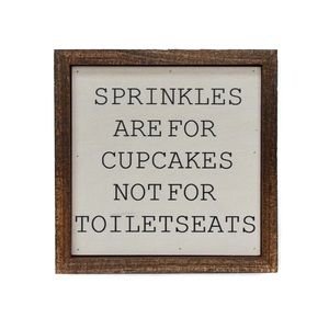 New “Sprinkles are for cupcakes not toilet seats” Small funny bathroom Sign